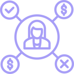 An icon of a woman with multiple different priorities she needs to take care of